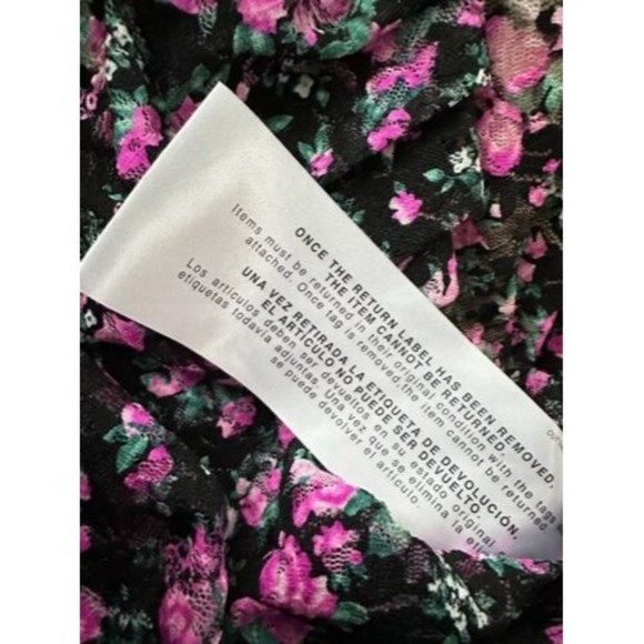 Dress The Population Martie Black Multi Floral Print One Shoulder Mini Dress L - Picture 7 of 7